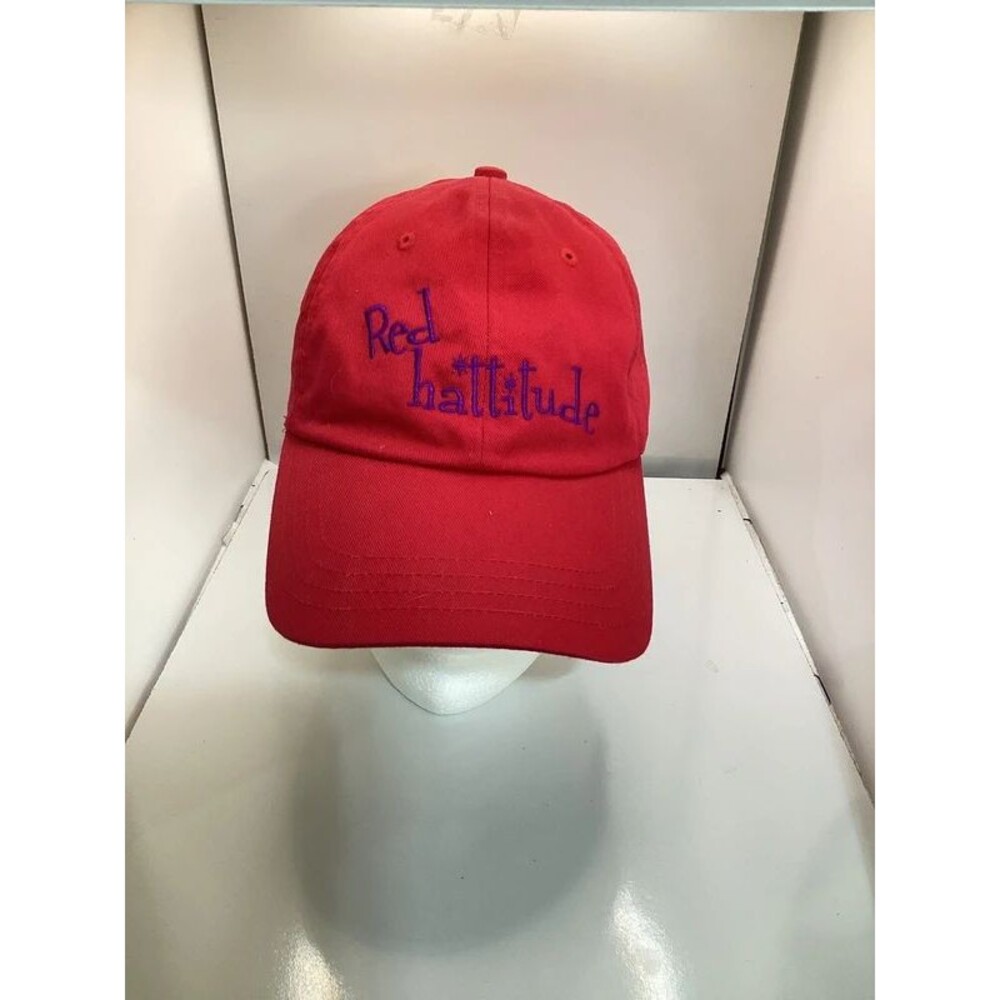 Red Hattitude Red Adjustable Baseball Cap Embroidered Hat